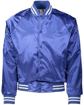 Augusta Sportswear 3610 Satin Baseball Jacket/Striped Trim in Columbia Blue/White size Medium   Nylon