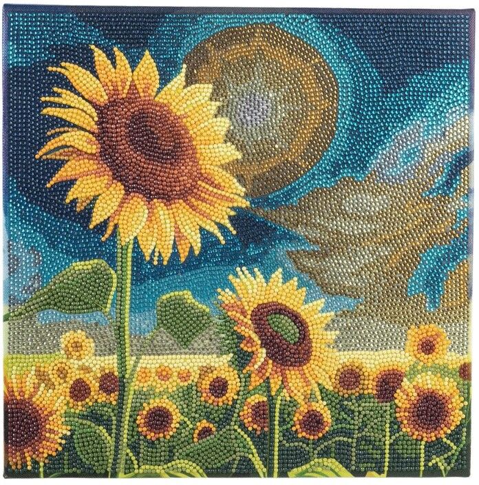 CRYSTAL ART Kit tableau broderie diamant 30x30cm - Champs de tournesol