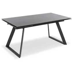 [de]sign & more Esstisch mit Auszug Salvador 160/240 x 90 cm Sinterstein Schwarz