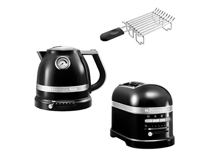 KitchenAid Artisan Frühstücks Set incl. Wasserkocher 5KEK1522, 2 Scheiben Toaster 5KMT2204 und Brötchenaufsatz für einen perfekten Start in den Tag! (Onyx Schwarz)