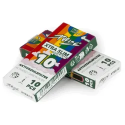 10 Stück XTRA Slim Aktivkohlefilter im Pappschieber Ø 5,9 mm - Regenbogen