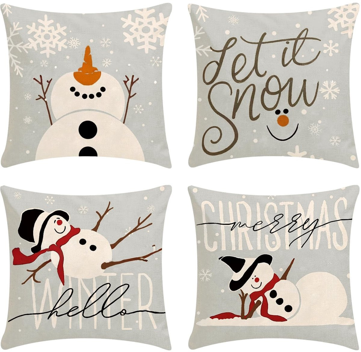 Dailygoods Kerstkussenslopen - 4-delige set linnen sierkussenslopen - 45 x 45 cm