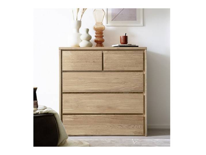 Kommode 5 SK 88x91cm 'Bedford' Eiche geölt mit Sockel oder Füße