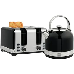 HOMCOM Wasserkocher- und Toaster-Set, 7 Bräunungsstufen, 1,7 L, Kunststoff, Edelstahl