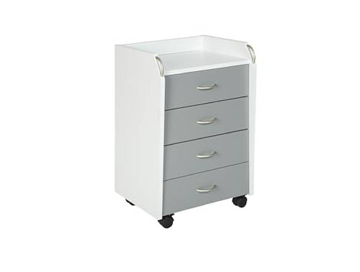 Inter Link - Caisson à roulettes avec tiroirs - Caisson de bureau sur pied - Armoire à roulettes Commode de bureau 4 Blanc et Gris - Printi