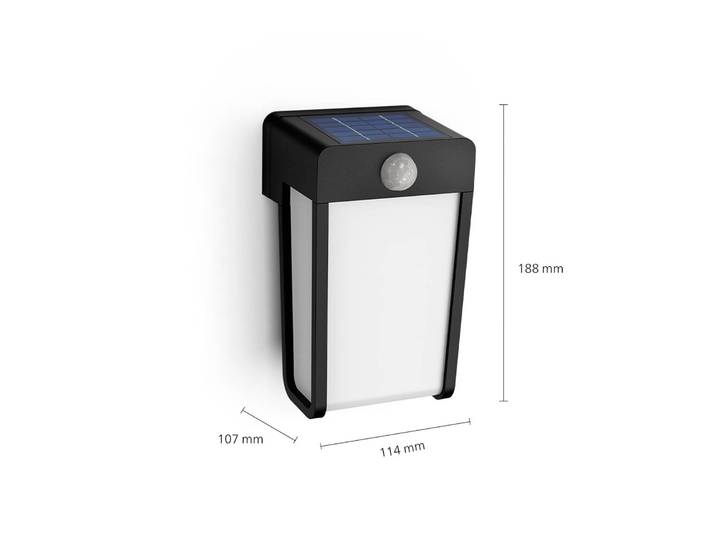 Philips LED-Solar-Wandleuchte Shroud, schwarz/opal, Sensor Shroud, schwarz, Kunststoff, Modern
