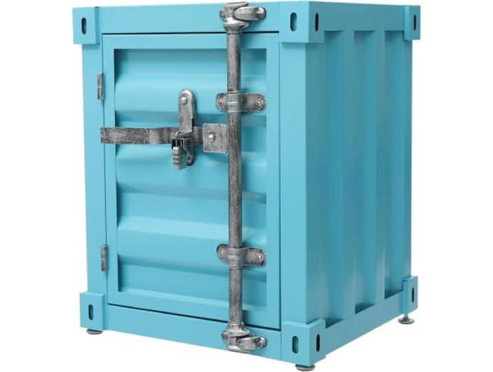 ZephPerton Nachttisch Mit Abschließbarer Schublade, Industrieller Nachttisch Aus Metall Mit Stauraum, Beistelltisch Mit Schrank Für Schlafzimmer, Wohnzimmer, Studentenwohnheim, Büro (schwarz) Blue