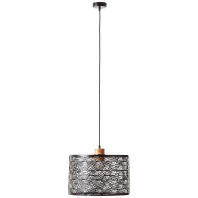 BRILLIANT Pendelleuchte "Santy", schwarz (schwarz, natur), 1, Ø 39cm, 1 Stk., Leuchten, 120 x 39 cm, E27, kürzbar, Metall/Bambus, schwarz/natur, Pendelleuchte