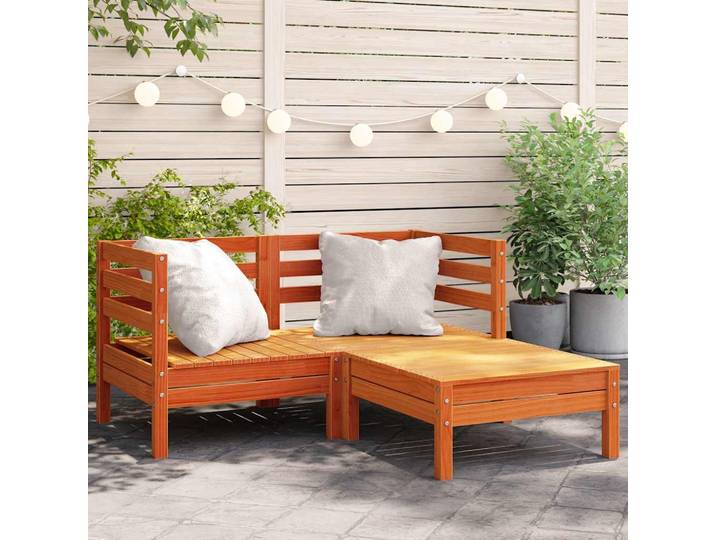 vidaXL Corner Sofa 2-Sitzer Solid pine wood Wachsbraun 2-seater