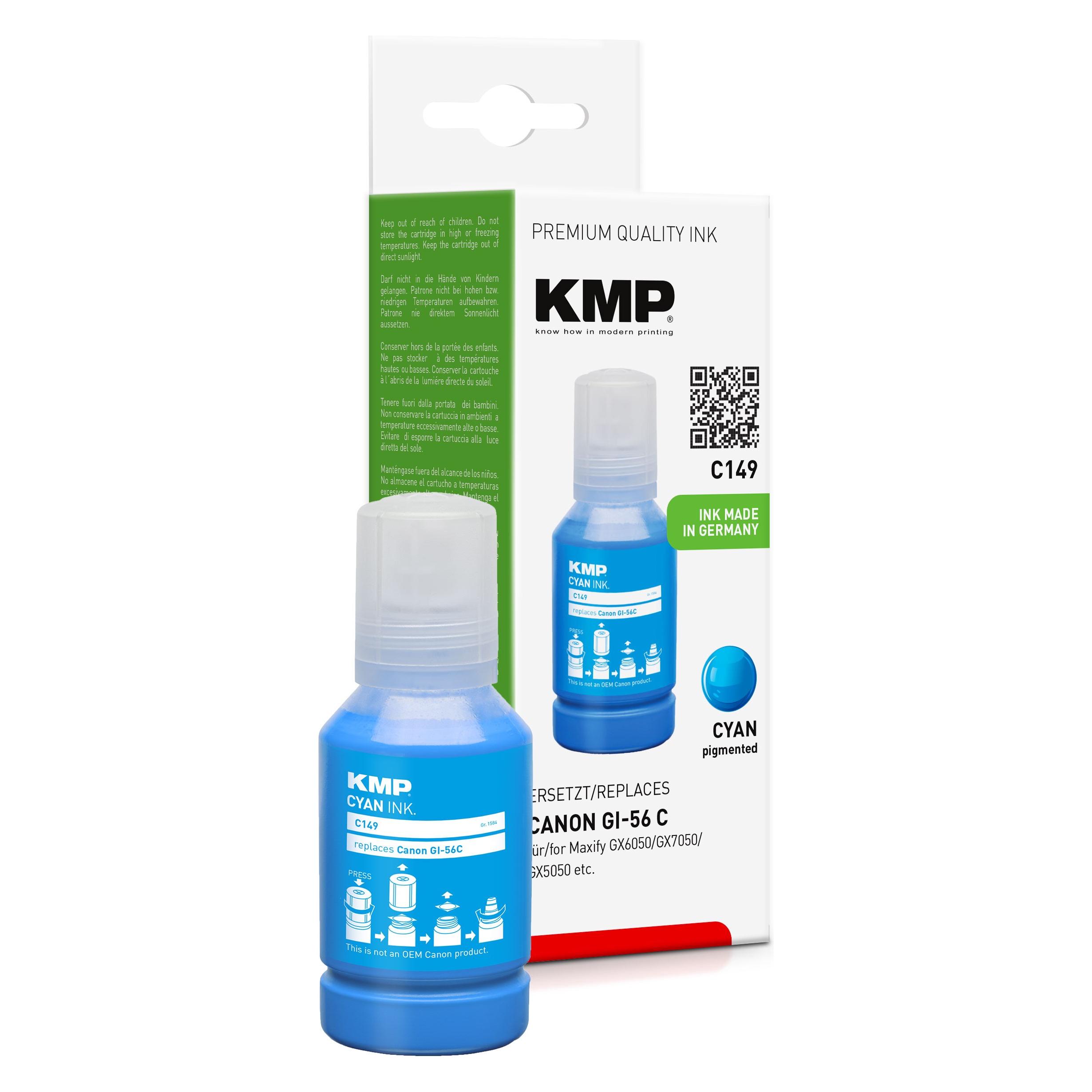 KMP Patrone Canon Maxify GI56C cyan 14000 Seiten C149 kompatibel (C) (1584,0003)
