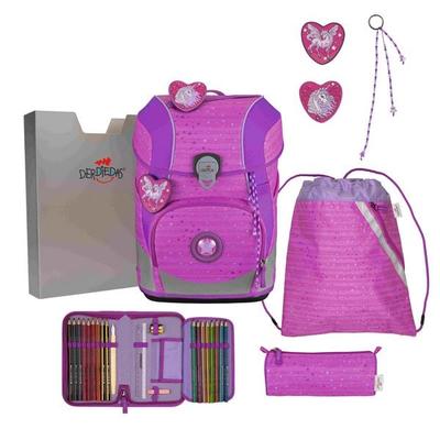 DerDieDas Schulranzen Set ErgoFlex Tiny, Schulranzen Set, 5tlg, Purple Unicorn