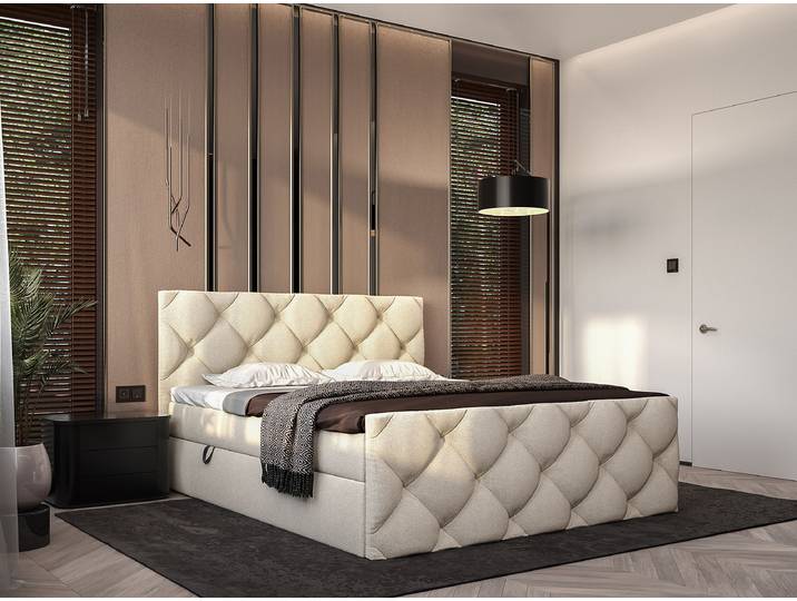 Boxbett Kissling 160 x 200cm Strukturstoff Cully Beige