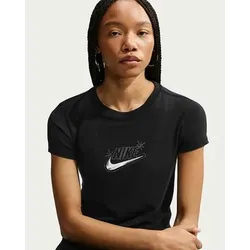 NIKE Damen T-Shirts/Tanks ku.Arm Da Nike Sportswear Chill Knit Kurz-T-Shirt mit schmaler Passform für Damen, Größe XS in Schwarz Schwarz