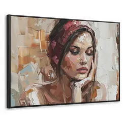 LEINWAND Bilder mit Rahmen - Frau - Lackierung - Porträt - Modern - 150x100