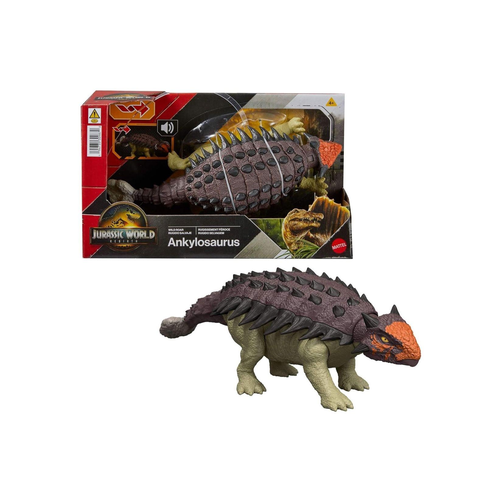 Mattel JGB90 - Jurassic World - Die Wiedergeburt - Dinofigur mit Geräuschen, 25 cm, Ankylosaurus