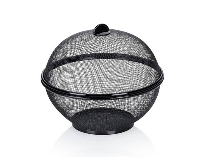 kela Corbeille à fruits avec moustiquaire - 26\,5 cm - En métal - Noir Housse de protection pour aliments\, protection sans récipient fermé\, cache-mouche\, panier à fruits