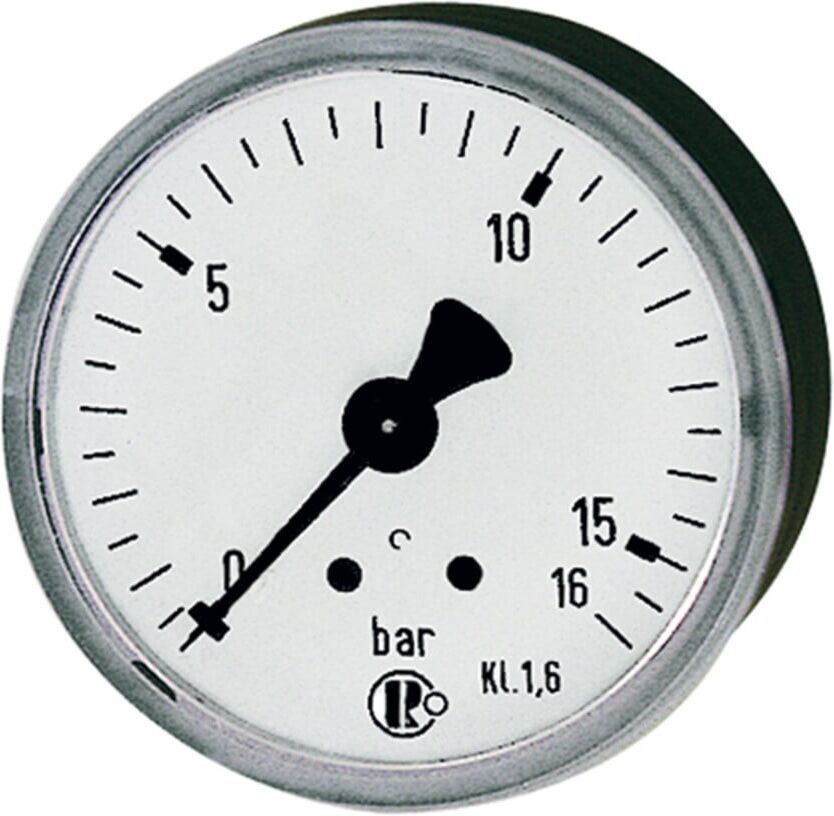 Riegler Standardmanometer, Stahlblechgeh., G 1/4 hinten, 0-1,6 bar, Ã˜ 50 (202)