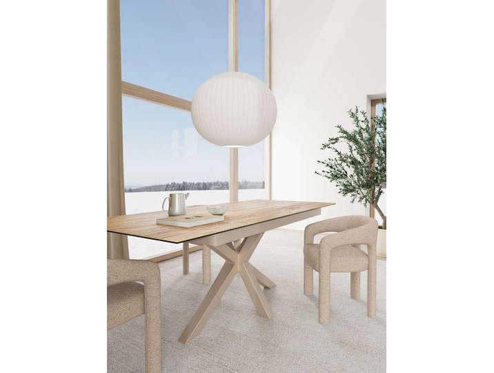 Esstisch ACTONA GROUP Heaven,Tischplatte aus Keramik, ausziehbar - robust & pflegeleicht , beige (grau, wildeiche), B:210cm H:76cm T:90cm, Tische, Esstisch, Kratzfest, wasserabweisend, Sitzplatz für 4-8 Personen, B: 168/210 cm