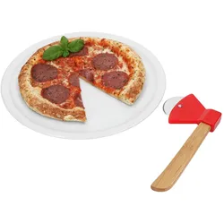 2tlg Geschenkset Pizzaschneider Axt + Bianco Pizzateller Ø30,5cm weiße XL-Teller