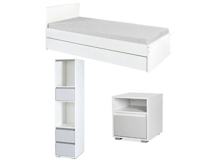 DALIA Chambre enfant adolescent avec lit chevet Etagère Blanc