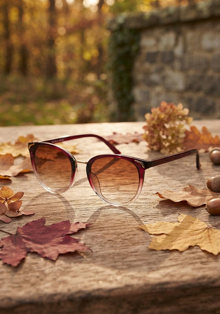 Sonnenbrille LAURA SCOTT, Damen, braun (weinrot), leicht durchscheinend, leicht transparent, Sonnenbrillen Sonnenbrille, Tropfen-Design, Vollrandrahmen, altrosa mit Farbverlauf weinrot Einheitsgröße