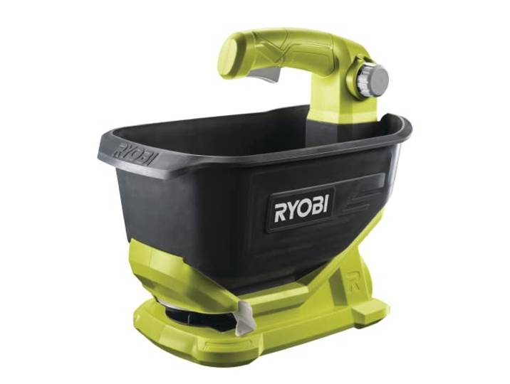 RYOBI Épandeur 18V One+ Réservoir 4 L 5 Vitesses OSS1800 (sans Batterie) Épandage de semences\, engrais granulés et sel de déneigement\, largeur jusqu'à 2\,5 m\, contenance 5 kg\, 5 cadences réglables