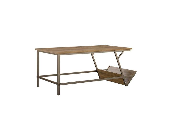 loft24 Wohnzimmertisch Regal - Couchtisch Sofatisch Ablagetisch Beistelltisch, Couchtisch mit Zeitschriftenablage, Metallgestell, modern