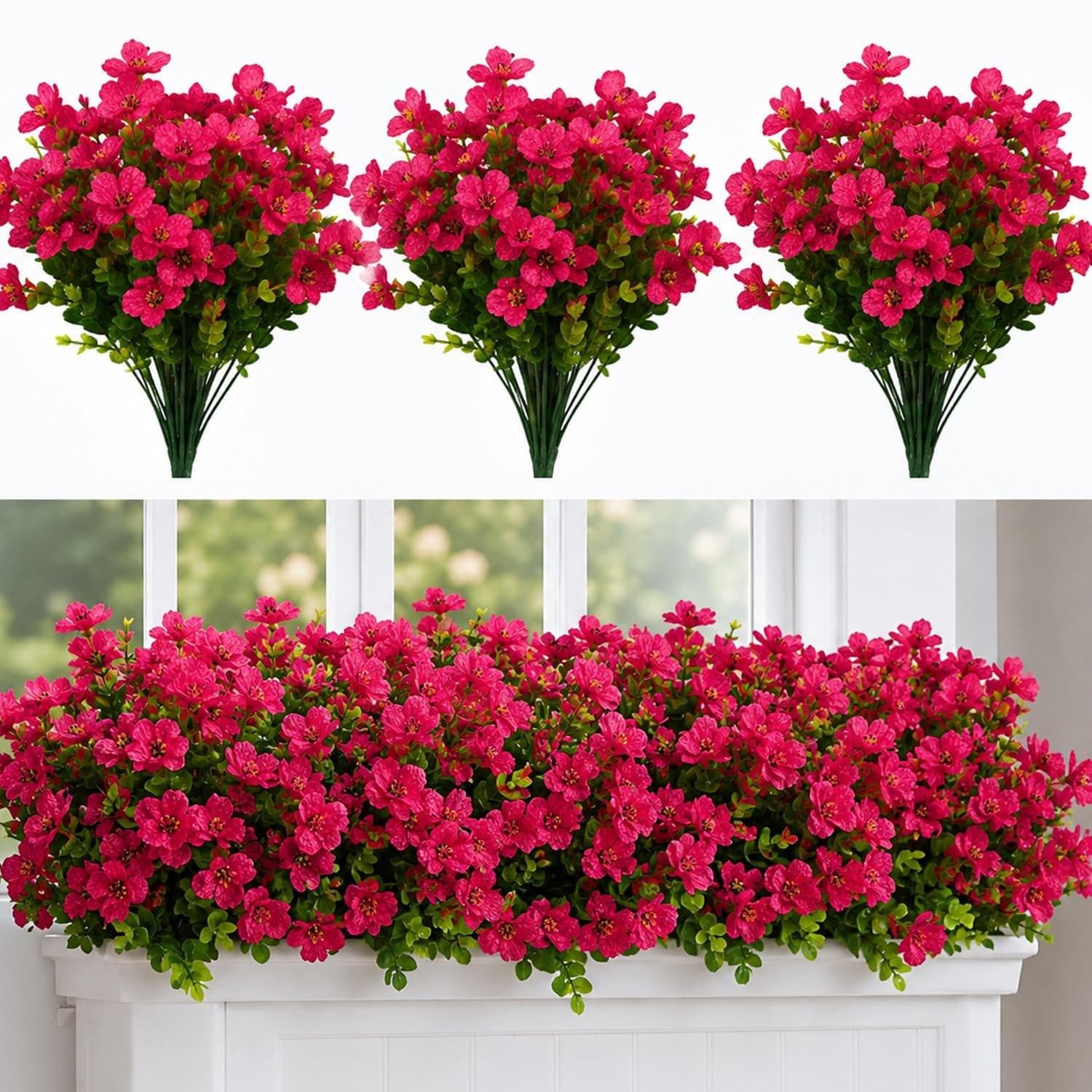 Omgoods 12 bundels kunstbloemen UV-bestendig voor binnen en buiten