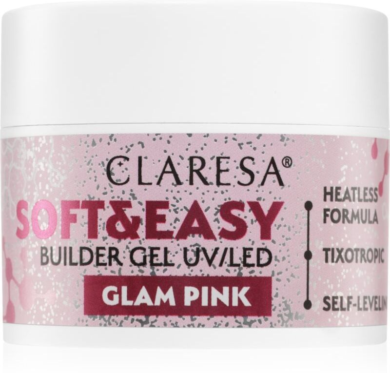 Claresa Soft&Easy Builder Gel gel base coat for nails shade Glam Pink 12 g