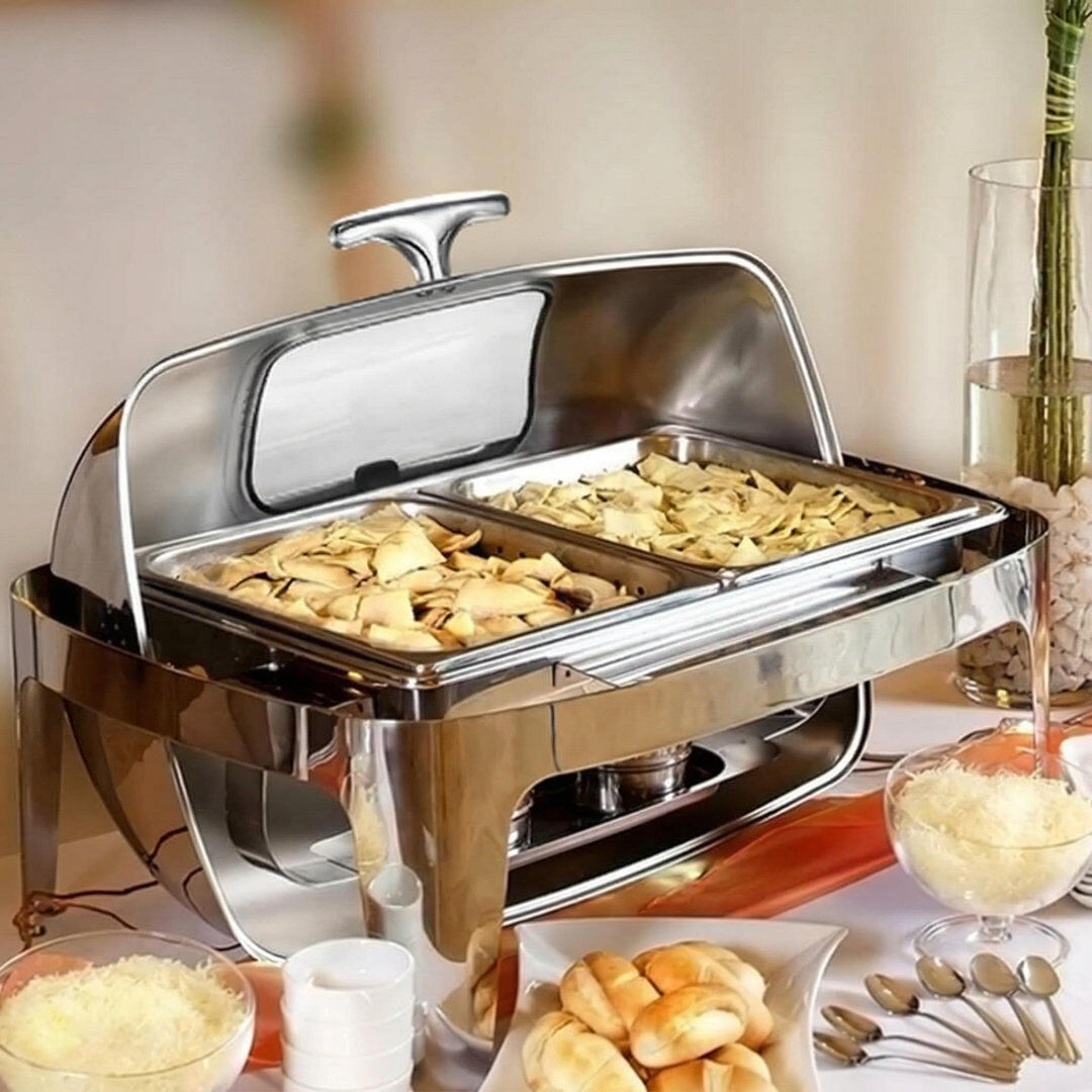 The Party Aisle Stainless Steel Divided Serving Dish Silver 64cm W X 46cm L X 45cm H