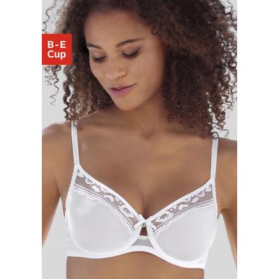 T-Shirt-BH VIVANCE, Damen, Gr. 70, Cup B, weiß, Spitze, Obermaterial: 86% Polyamid, 14% Elasthan, BHs T-Shirt-BH, aus feinem Mesh-Material und Spitze in Leo-Optik, Dessous