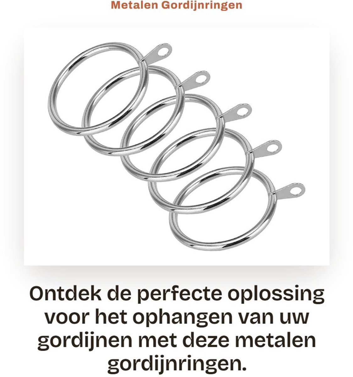 Dailygoods Gordijnringen van metaal, 32 mm interne diameter, 40 stuks