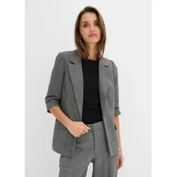 bonprix Longblazer mit Reverskragen, schwarz, Gr.46, Eleganter Longblazer mit Fischgrätmuster