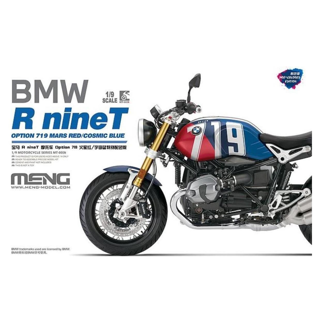Meng-Model BMW R nineT Option 719 Mars Red/CosmicBlue (Pre-colored Edition) (MT-003t)