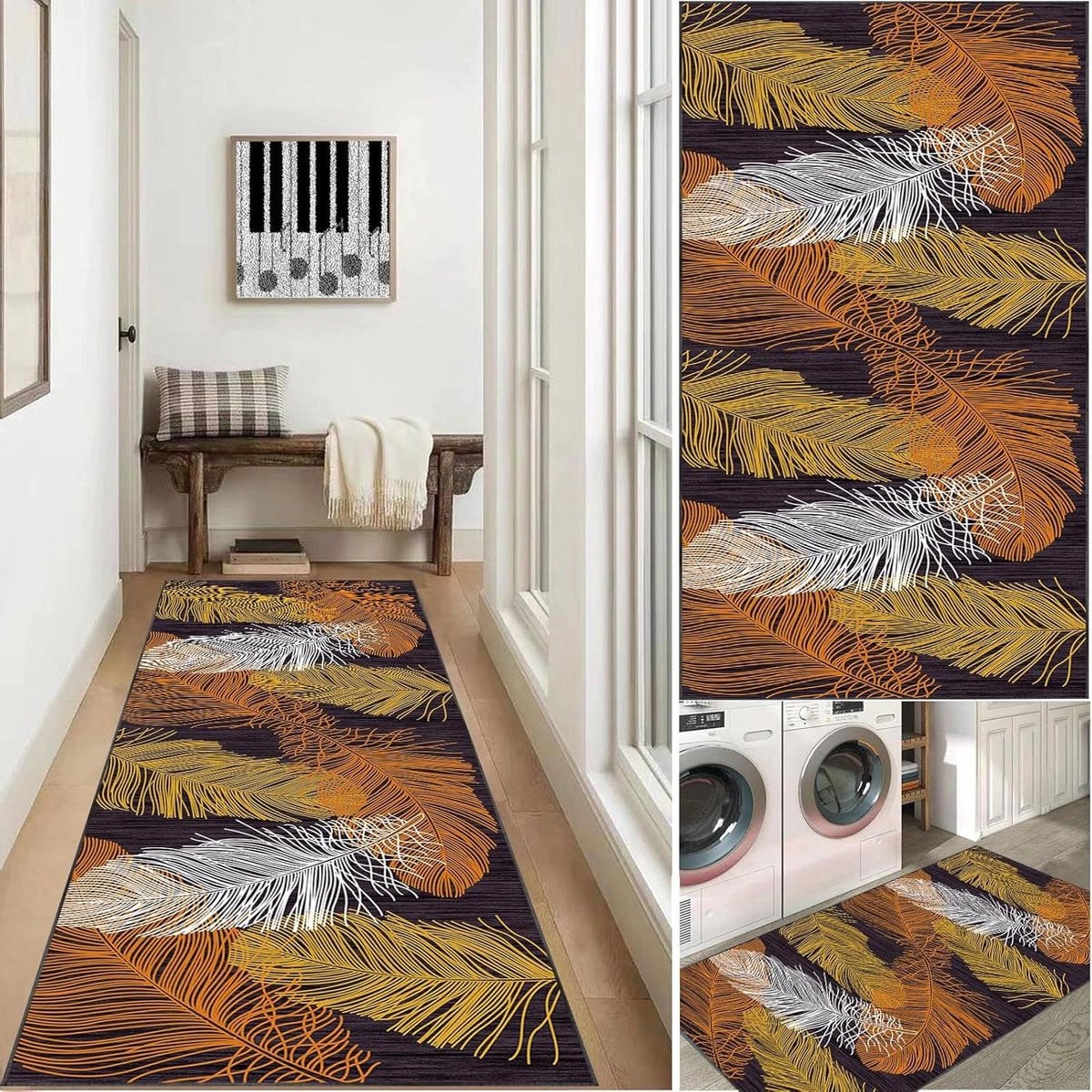 Meerkleurige antislip rug runner voor hal, keuken of woonkamer, 100 x 180 cm