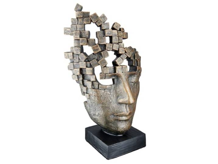 Casablanca deco figuur sculptuur man gezicht - decoratiefiguur van kunsthars kleur: brons - decoratie geschenk verjaardag hoogte 30 cm