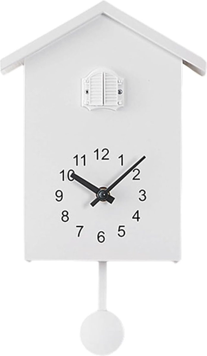 Lexium Moderne Koekoeksklok Wit - Minimalistische Wandklok met Muziekdoos en Pendule
