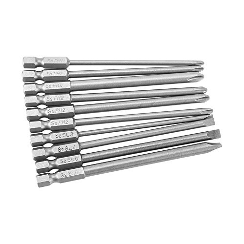 10-delige magnetische schroevendraaier bitset van S2 staal met 1/4 inch zeskantige schacht