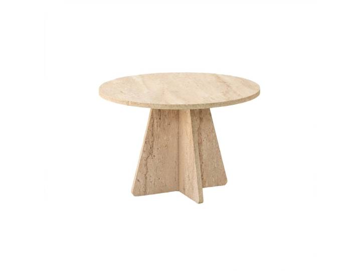 Table basse ronde effet travertin beige