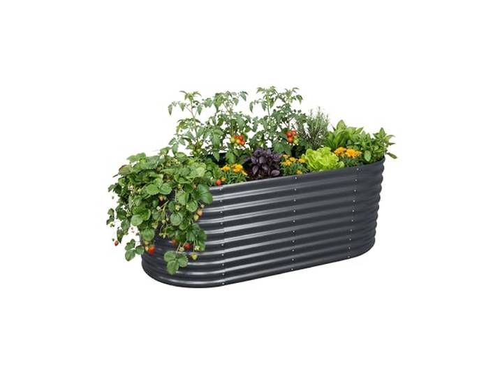 Relaxdays Hochbeet, verzinktes Metall, für Blumen, Pflanzen, anthrazit