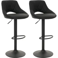2er-Set Barhocker MCW-N64, Barstuhl Tresenhocker, Fußablage drehbar, Kunstleder Metall ~ schwarz