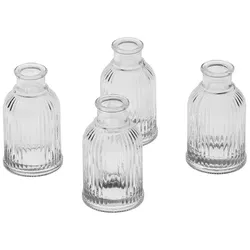 Glasvasen, gerillt, 9,5 cm, 4 Stück