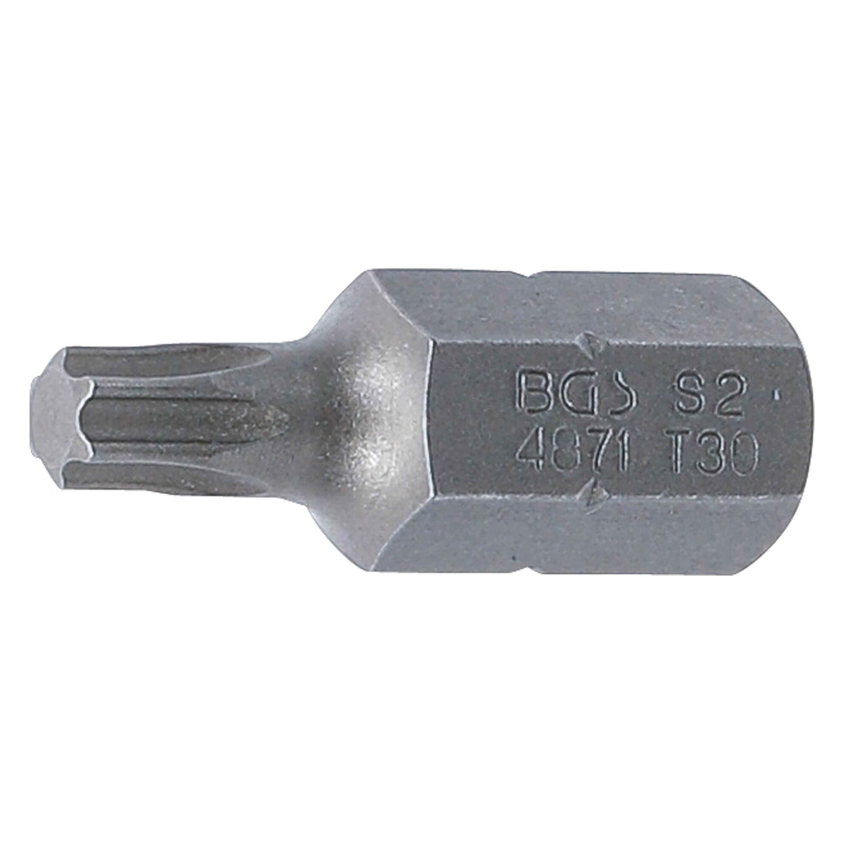 BGS Bit Antrieb Aussensechskant 10 mm (3/8") T-Profil (für Torx) T30 (Bit-Halter) (4871)