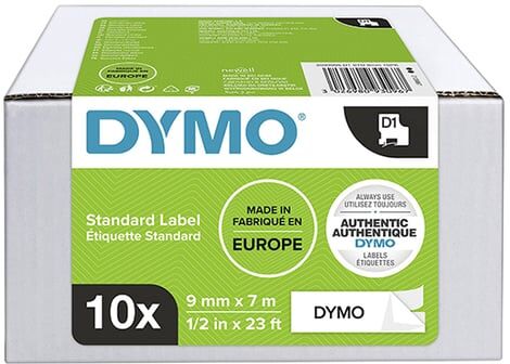 Dymo 2093096 fita preta sobre branco 9 mm 10 fitas