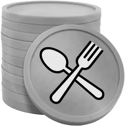 CombiCraft Kunststoff Wertmarken Chips Löffel & Gabel in Silber- 100 Stück - Ø29 mm