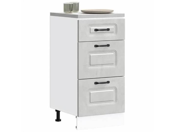 Gris béton Armoire de cuisine Kalmar gris béton bois d'ingénierie - Meuble Rangement LV38044