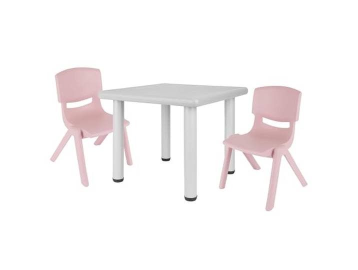Bieco Kindertisch mit 2 Stühlen, Indoor & Outdoor Stapelbar, Basteln und Malen