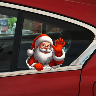 Uplift Curations Santa Claus Waving Sticker Christmas Decorative Adhesive Decal For Cars & Windows 1pc