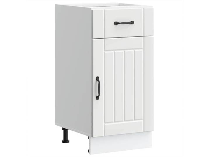 HKTMGDNG Küchenunterschrank Lucca 40x46x81,5 cm Weiß Holzwerkstoff Schlanker Beistellschrank für Küche und Essbereich, höhenverstellbare Füße, flexibler Stauraum mit Schublade und Tür.