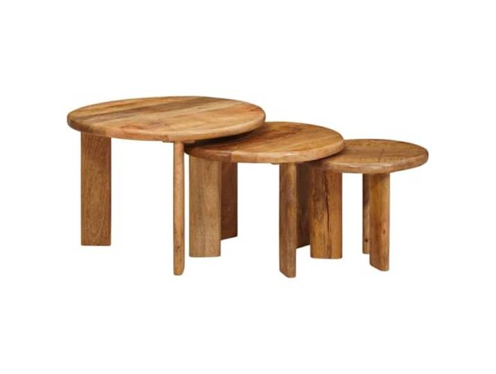 LASWWQMRF Nesting Couchtisch 3er Set Braun Massivholz Mango Rund Nesting-Design spart Platz im Wohnzimmer oder Schlafzimmer. Robuste Beistelltische aus massivem Mangoholz für Dekoration.